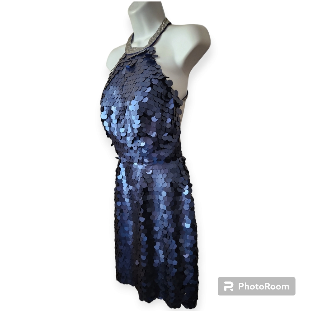Tiffany Short Navy Blue Formal Cocktail Homecoming Sequined Dress size 4
